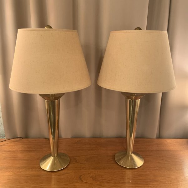 1970s Stiffel Brass Torch Form Table Lamps - a Pair