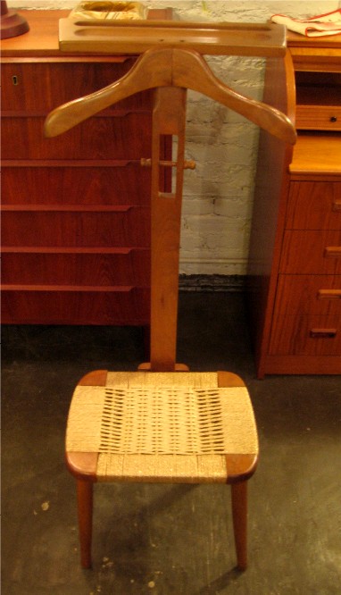 Bent Walnut Suit Valet with Rope Seat