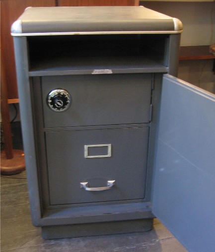 1950s Gun Metal Gray Cabinet with Safe