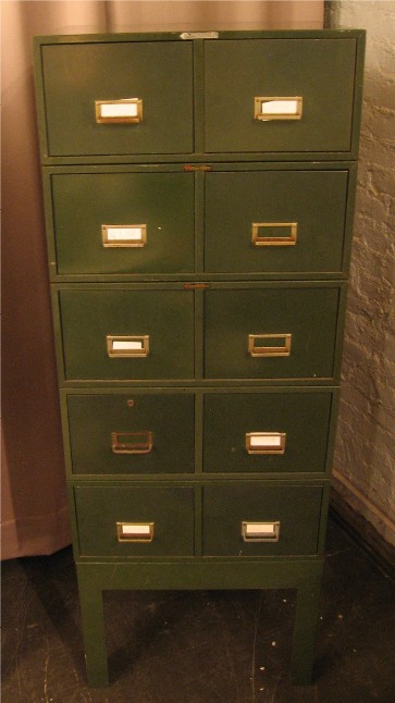 1950s Army Green 5X8 Card Mini File Cabinets