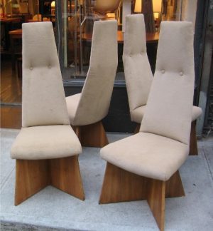 Adrian Pearsall High Back Dining Chairs on Cruciform Base