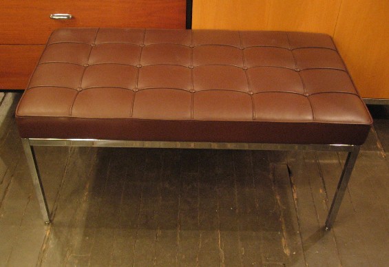 Florence Knoll Chrome & Leather Two Seat Bench
