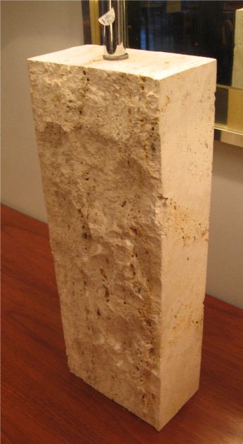 Pair of Brutalist Travertine Table Lamps