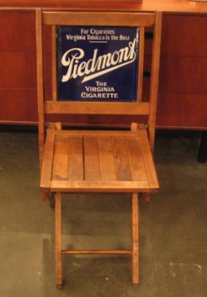 1940's Piedmont Tobacco Porcelain-Back Folding Chair