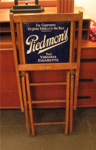 1940's Piedmont Tobacco Porcelain-Back Folding Chair