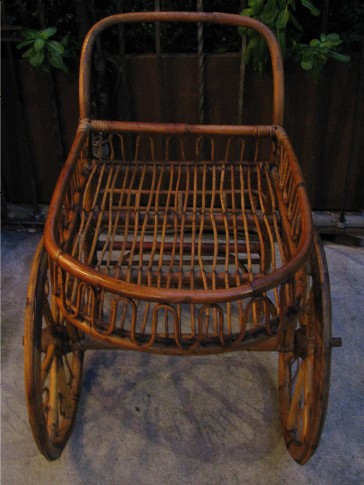 French Riviera Rattan Bar Cart from the 1950s