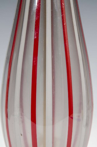 Red & White Striped Murano Glass Table Lamp