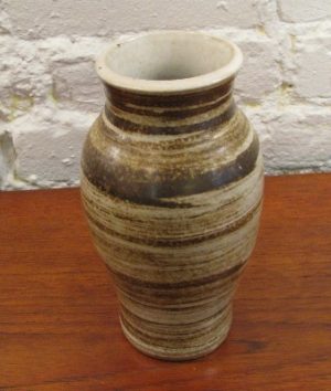 Tapered Stoneware Studio Vase with Swirl Decor
