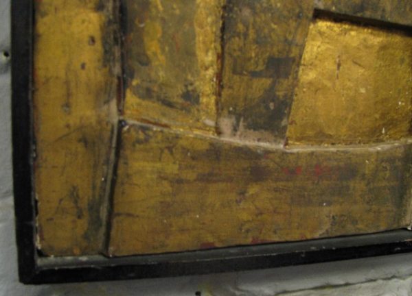 Gilded Wood & Plaster Brutalist Relief in Original Artist Frame