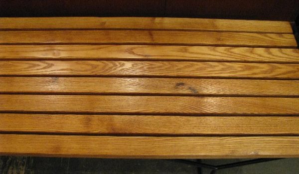 Harry Bertoia Oak and Steel Slat Bench for Knoll