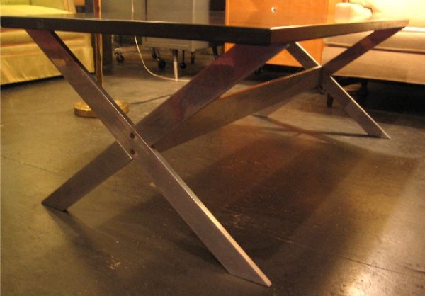 Aluminum X Based Coffee Table with Slate Top
