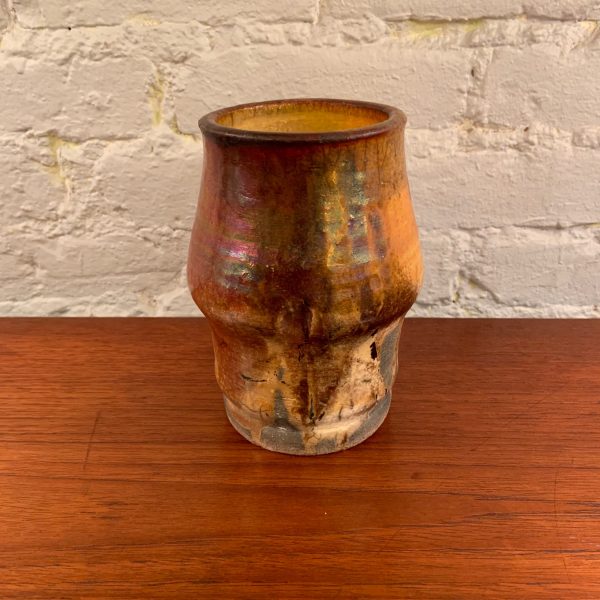 Studio Pottery Vase with Opalescent Raku Glaze