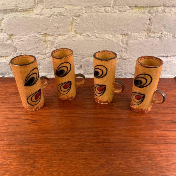 Set of Four Hand Glazed Coffee Cups from Japan