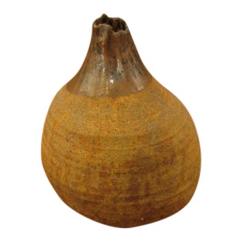 Gourd Shaped Studio Pottery Vase with Ripped Top Detail