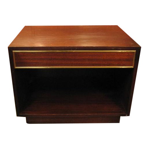 Harvey Probber Mahogany and Brass Bed Side Table