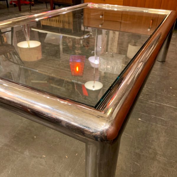Modern Aluminum & Glass “Tubo” Coffee Table by John Mascheroni
