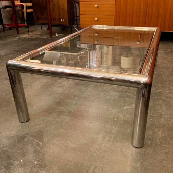 Modern Aluminum & Glass “Tubo” Coffee Table by John Mascheroni