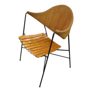 Arthur Umanoff Lounge Chair in Iron, Wood & Papercord