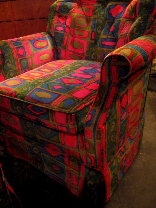 Pair of Swivel Club Chairs in Jack Lenor Larsen Fabric