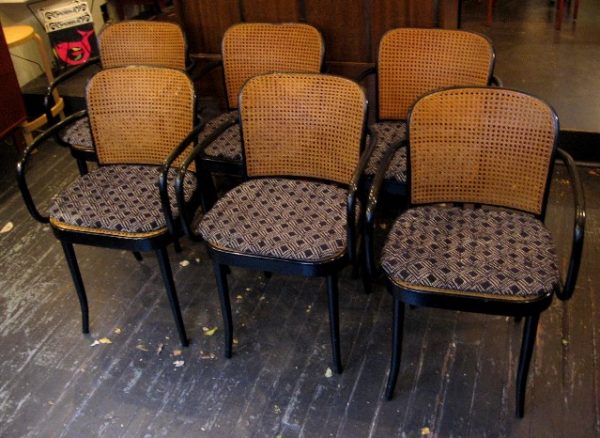 Set of Six Prague Arm Chairs by Josef Hoffman