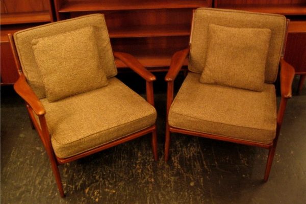 Pair of Walnut Framed Club Chairs from Denmark