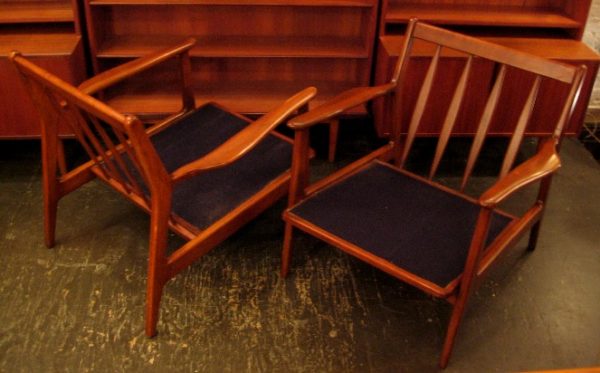 Pair of Walnut Framed Club Chairs from Denmark