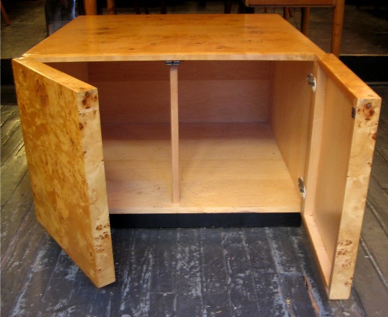 Burlwood Storage Cube / Side Table attr. Milo Baughman