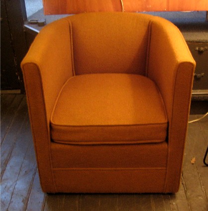 Pair of 1950s Upholstered Barrel Back Chairs