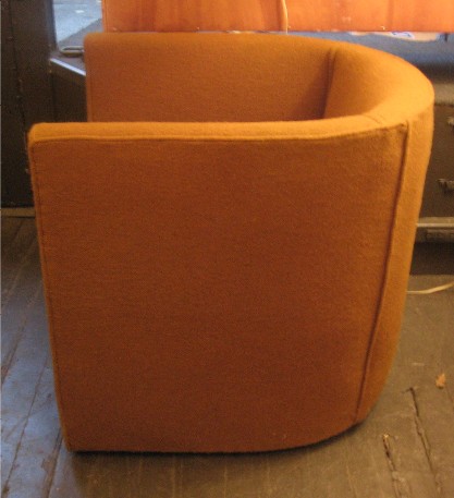 Pair of 1950s Upholstered Barrel Back Chairs