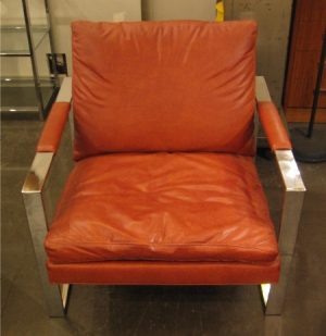 Milo Baughman Chrome and Upholstered Club Chair