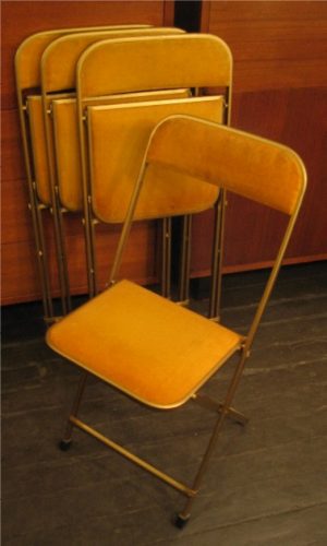 Set of Four Folding Metal Chairs Upholstered in Velvet