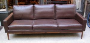 Jens Risom Style Leather Sofa by Design Within Reach