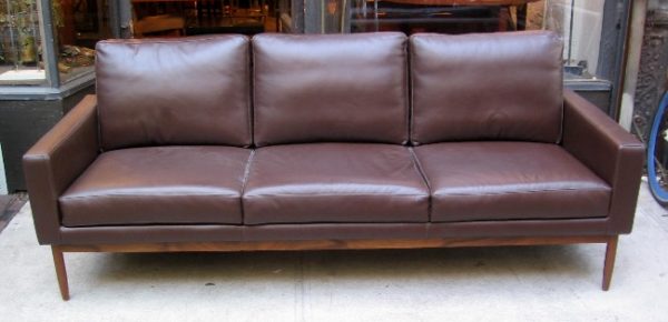 Jens Risom Style Leather Sofa by Design Within Reach