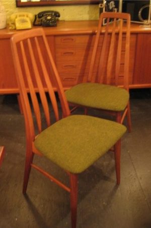 Pair of Sculpted Slat Back Teak Chairs