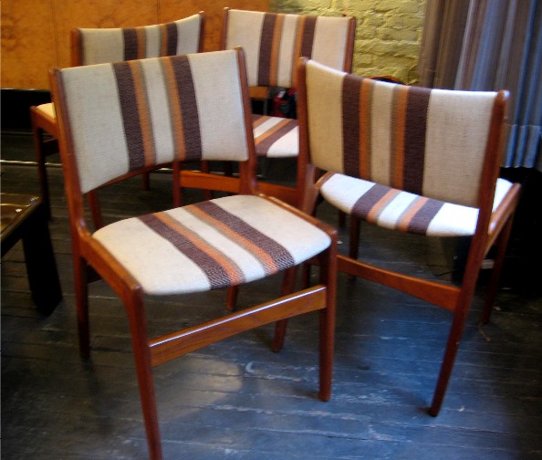 Set of Four Solid Teak Danish Side Chairs