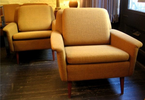 Pair of Upholstered Club Chairs by Dux