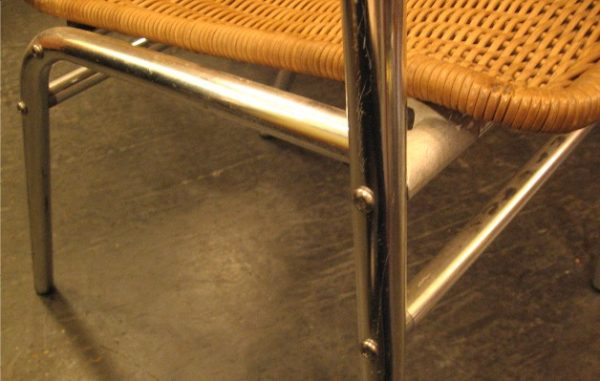Set of Three Stacking Caned Aluminum Chairs