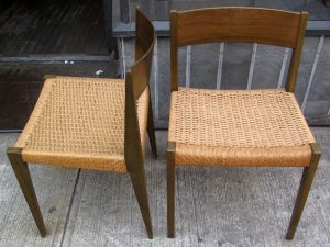 Pair of Rope Seat Danish Side Chairs