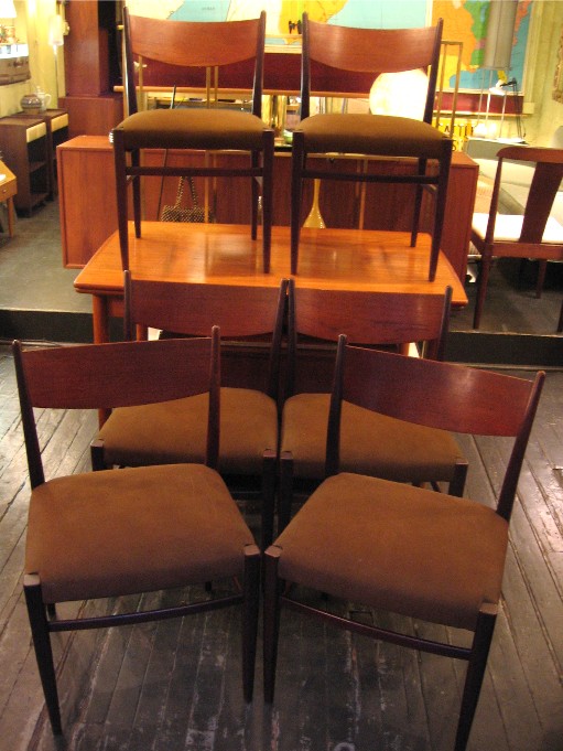 Set of Six Palisander and Teak Dining Chairs