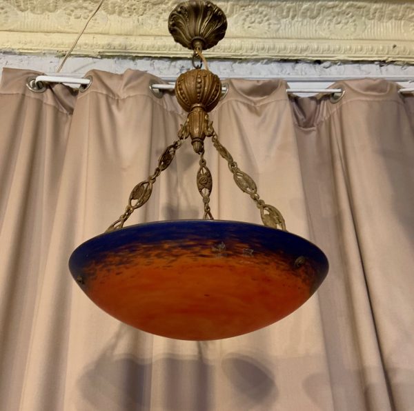 French Deco Chandelier by Muller Frères Luneville, 1920s