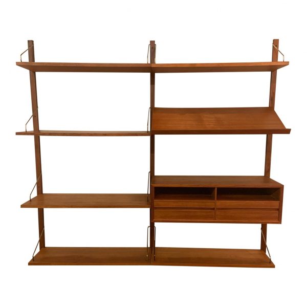 Two Bay Royal Wall System in Teak by Poul Cadovius