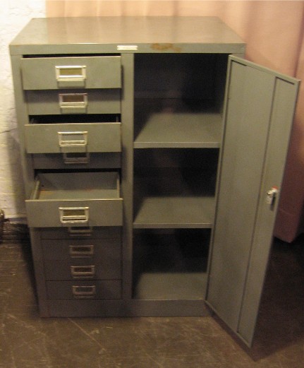 Gun Metal Gray 10 Drawer 1 Door Industrial Cabinet