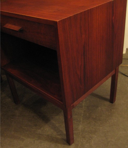 Pair of Walnut Bedside Tables with Knife Edge Pulls