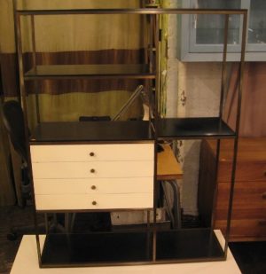Paul McCobb Brass and Lacquered Walnut Etagere