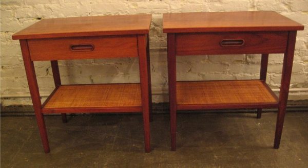 Pair of Walnut Bedside Tables in the style of Jens Risom