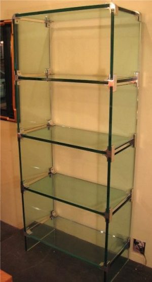 Glass and Aluminum Etagere