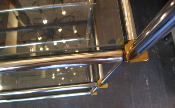 Pair of Chrome, Brass & Glass Etageres in the Style of Maison Jansen