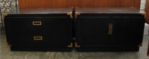 Pair of Ebonized Campaign Style Cabinets from the 1970s