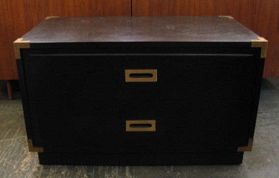 Pair of Ebonized Campaign Style Cabinets from the 1970s