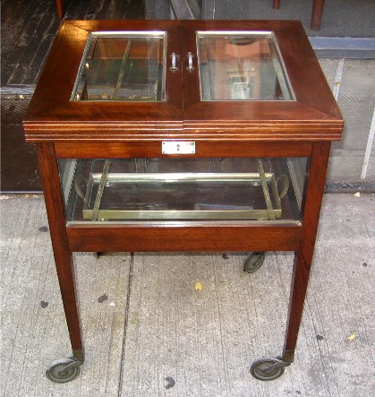 Mahogany,Beveled Glass and Sterling Plate Tea Cart